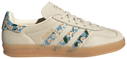 Adidas Originals Women's Gazelle Indoor Sneakers, Cream White / Gold Metallic / Tactile Blue, JR3601