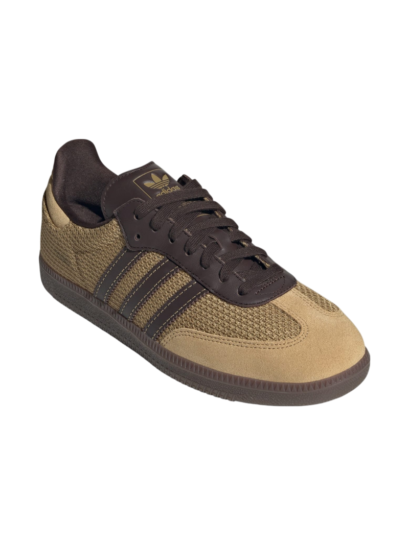 Adidas Originals Men's Samba OG Sneakers, Golden Beige Dark Brown Gum, JR0884