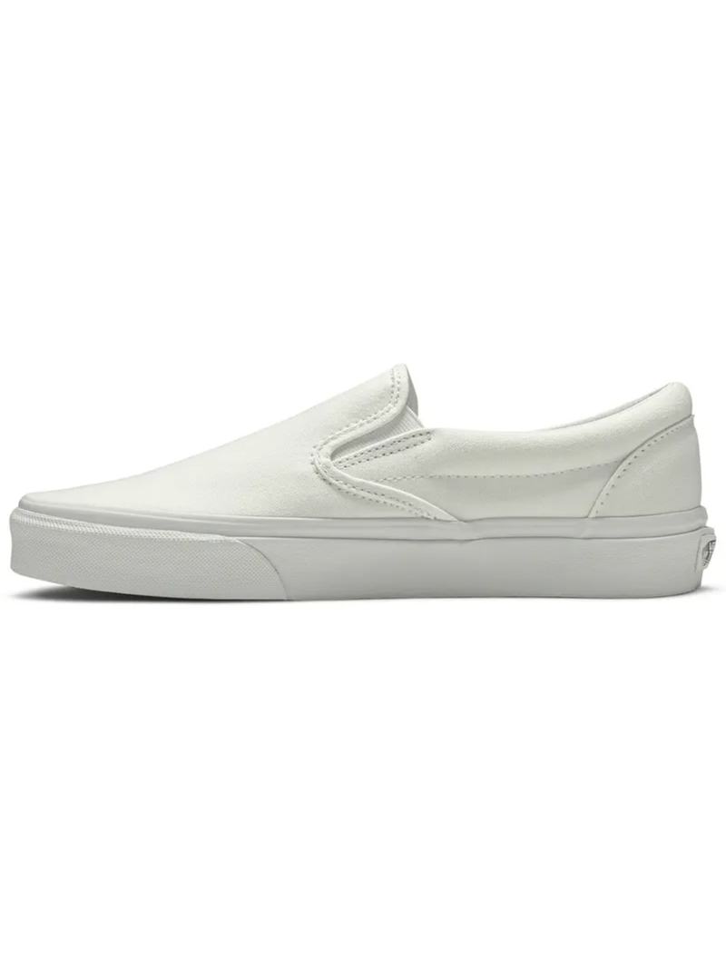 Vans Mens Classic Slip‑On Canvas Sneakers, Triple White, VN000EYEW00