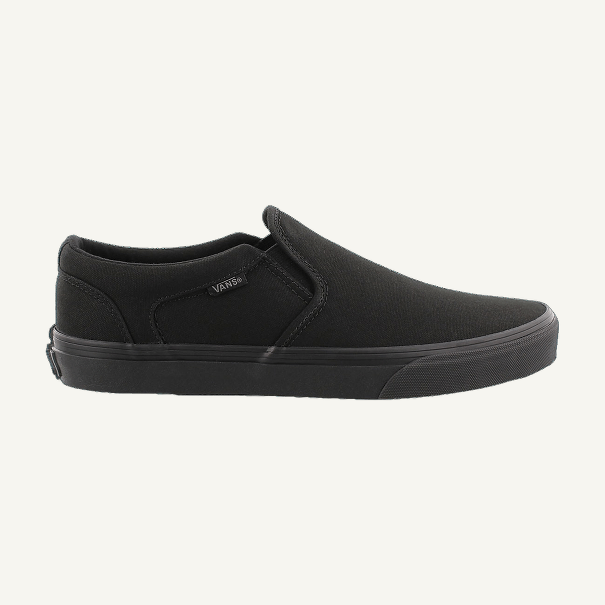 Vans Mens Black/Black Asher Canvas Slip-On Sneakers, VN000SEQ186