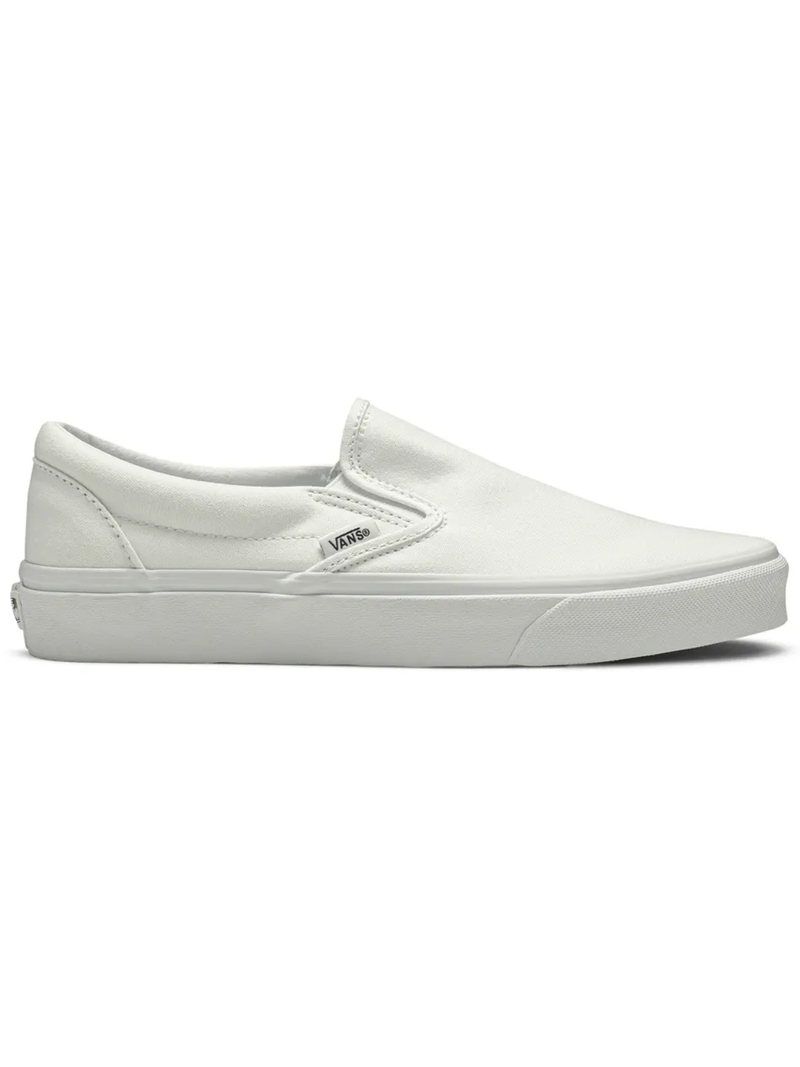 Vans Mens Classic Slip‑On Canvas Sneakers, Triple White, VN000EYEW00