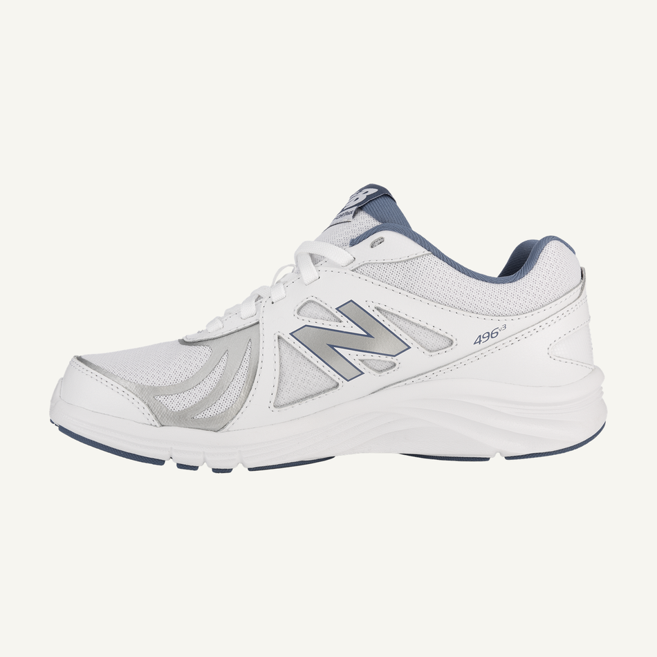 New Balance Women's White 496v3 Walking Shoes, Wide, WW496WB3