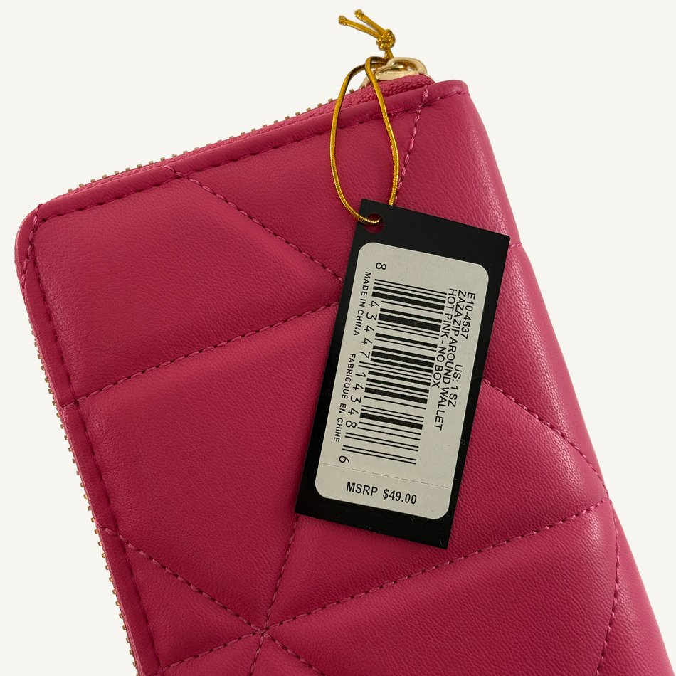 Bebe Women's Hot Pink Zaza Zip Around Wallet, ET04-4537