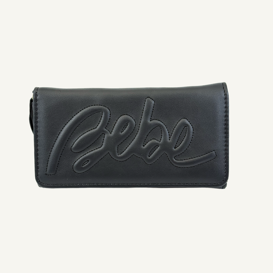 Bebe Women's Black Louisa Trifold Wallet, E10-5580
