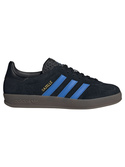 Adidas Originals Men's Gazelle Indoor Sneakers, Black/Gum/Blue, JQ2692