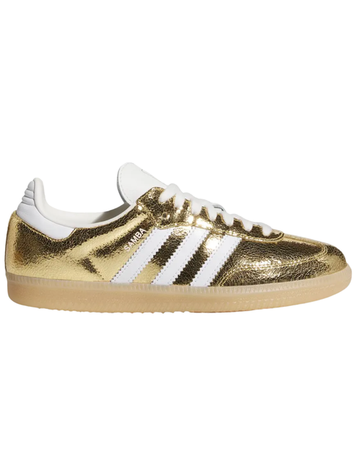 Adidas Originals Women's Cracked Leather Samba OG Sneakers, Gold, KI5719