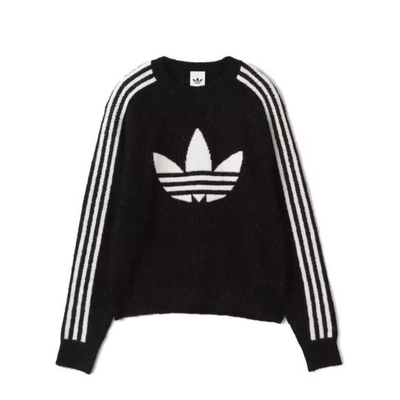 Adidas Originals Trefoil Black Knit Crewneck Sweatshirt, KS2828