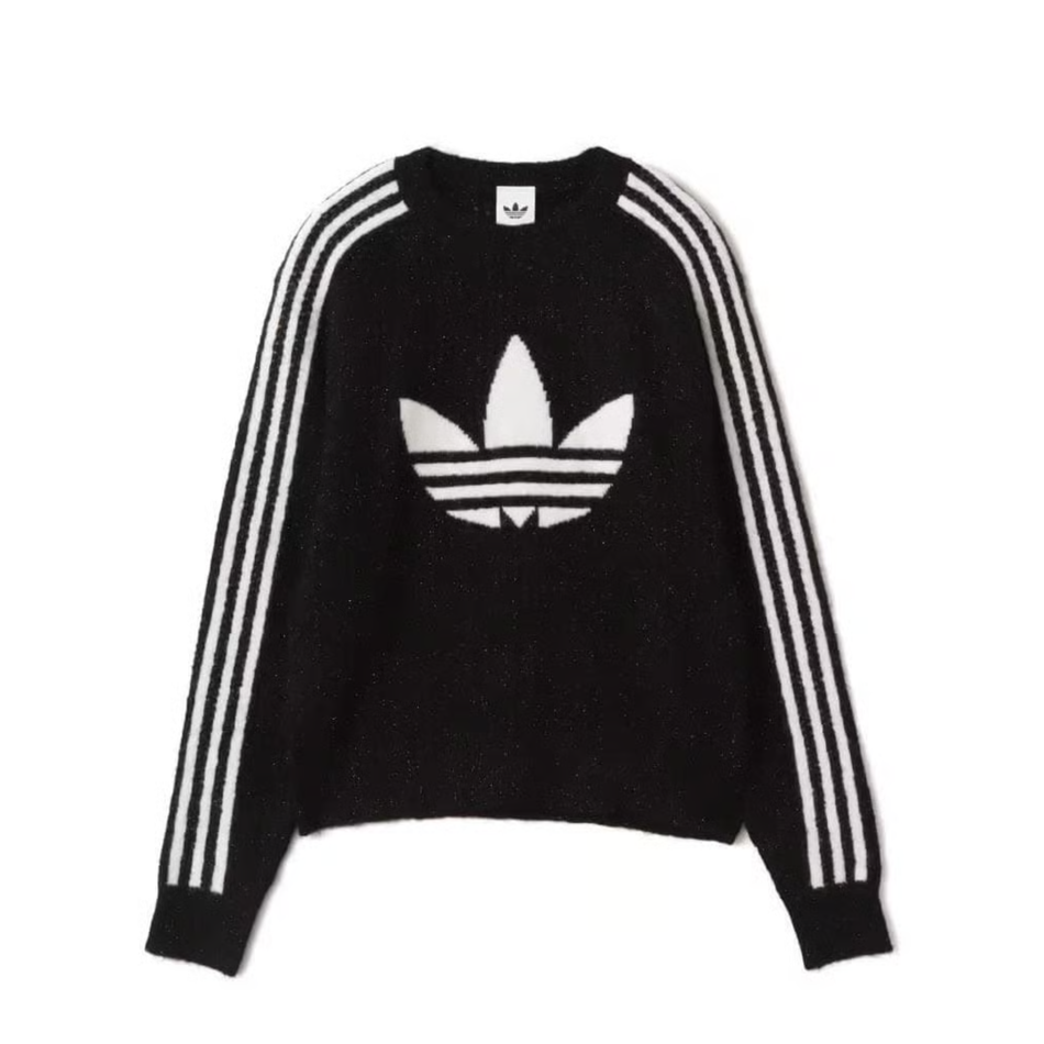 Sudadera de punto negra con cuello redondo y trébol de Adidas Originals, KS2828
