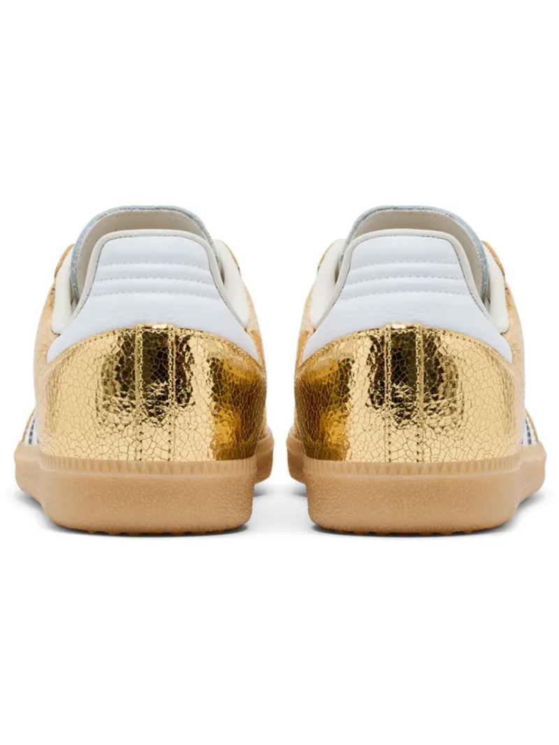 Zapatillas Adidas Originals Samba OG de piel agrietada para mujer, doradas, KI5719