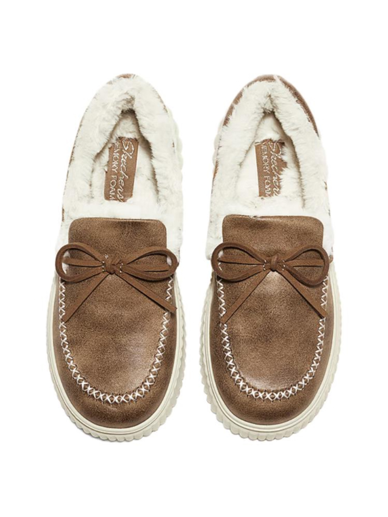 Skechers Women's Cozy Ojai Faux-Wool Slip-On Platform Moccasin, Chestnut, 169030/CSNT